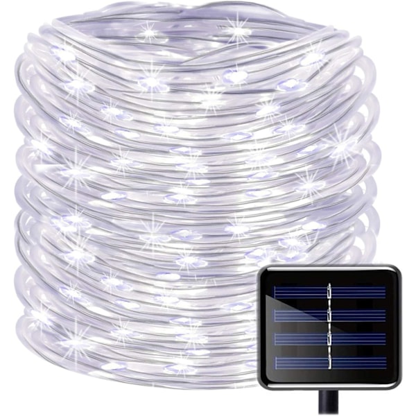 Solcellslampa för utomhus, 10M 100 LED-rörsträngljus, 8 lägen Koppartrådsrep PVC Vattentätt rep för trädgårdar, julgran, heminredning(