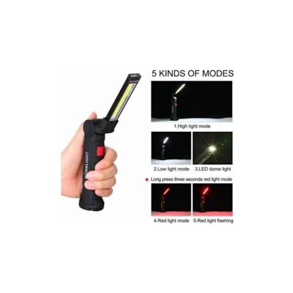 2 x COB Arbejdslampe Genopladelig LED LED Broadcasting COB ARBEJDSLAMPE LED ARBEJDER LAD GÅ MED MAGNETISK BASE Inspektionslampe til vandreture, camping