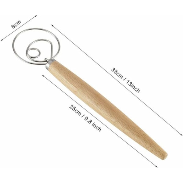 Brøddeigvisp, profesjonell dansk deigvisp, mikser, eggvisp, treskaft, brøddeigvisp mikser eggvisp treskaft tilbehørsverktøy