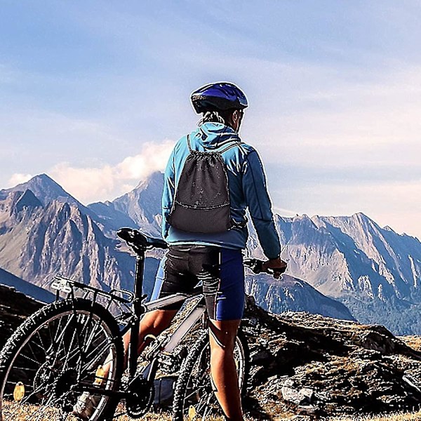 Snøresekk Gym Bag, svart Sportsekk Pe Bag Menn Kvinner Stor Ryggsekk Gymsekk
