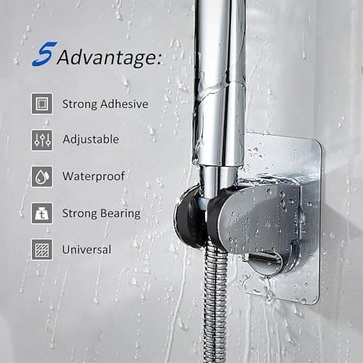 Universal brusehovedholder, 2 stk., ingen boring, justerbar vinkel, premium ABS-plast, forkromet, superkraft