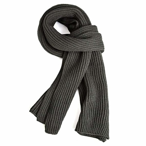 Varm höst- och vinterscarf Unisex enfärgad vinterscarf varm stickad garnscarf grå