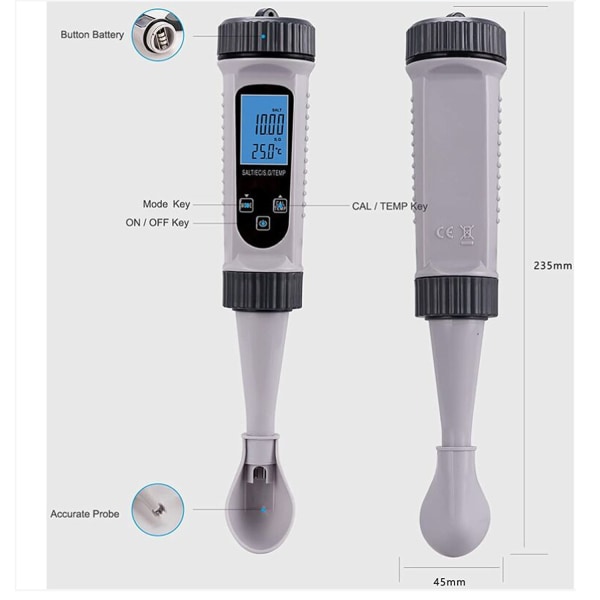 Digitalt vanntester, TDS S.G. Vannprøvepenn med høy nøyaktighet Termometer for drikkevann, svømmebassenger, akvarier, hydroponics