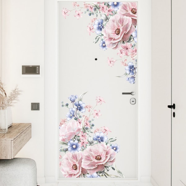 Blomväggdekaler Vattenfärg Blommiga Väggdekaler Sovrum Vardagsrum TV Bakgrund Väggkonst Dekor