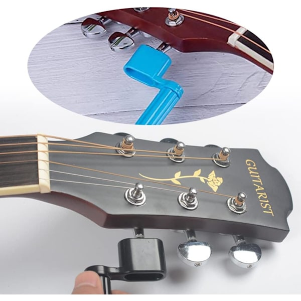 2 stk., blå, svart, strengsveiv, gitartilbehør, strengspenning for gitar, for raskere strengskift på western-, akustiske, klassiske og elektriske gitarer