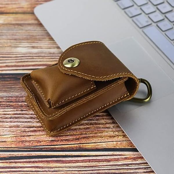 (Ljusbrun) Bilnyckel Signal Shielding Bag, Retro Läder Bilnyckel Fodral, Kortfodral, Herr Midjeväska, Plånbok, Kreditkort, Dam Midjeväska