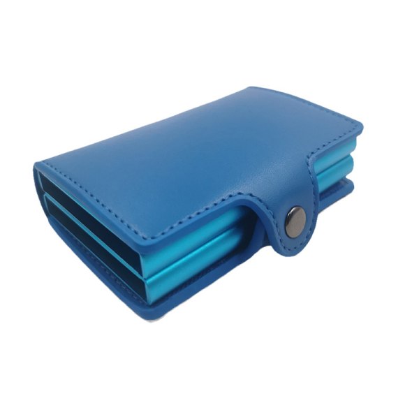 Dubbel stöldskyddsplånbok RFID-NFC Säker POP UP-korthållare（blå）