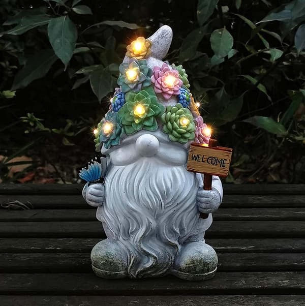 Havefigur Statuer - Solcelledrevne Dekorative Lys - 10 Varme Hvide LED'er