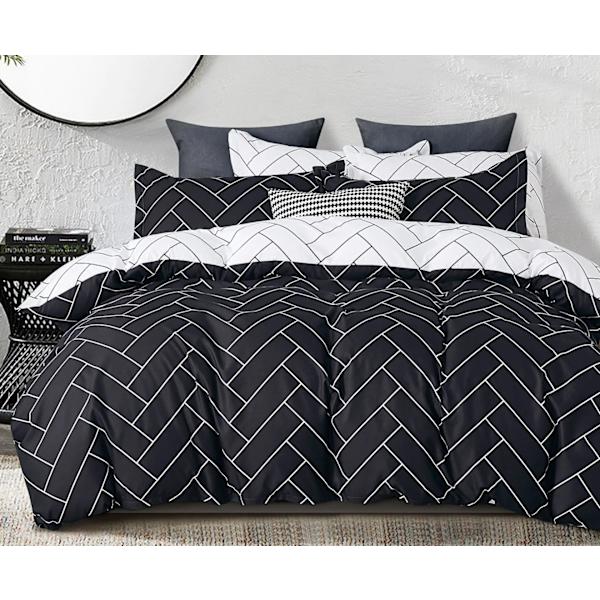 Quilt Cover Set - Svart/Hvit(B)