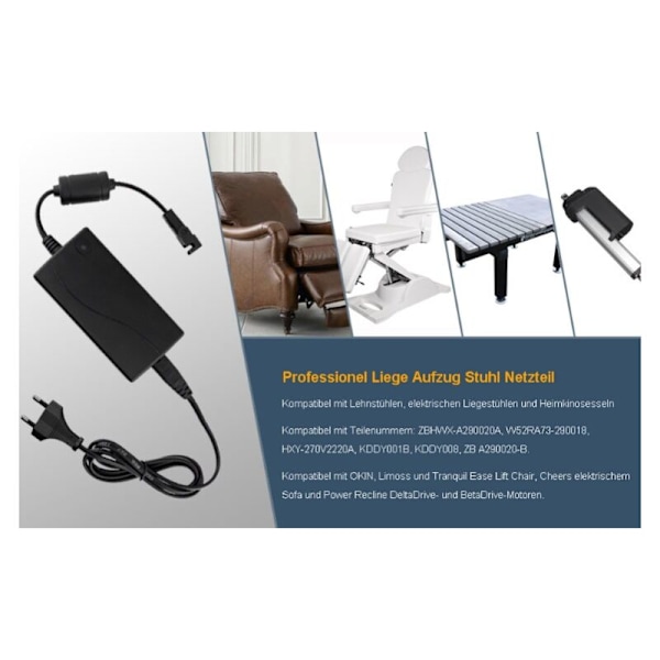 Sektoradapter 29V2A, fällbar stol, strömförsörjning för zbhwx-a290020-a, HXY-270V2220A, KDDY008B med AC-KABEL Soffa