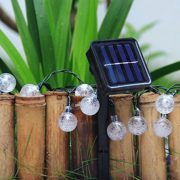 (Varmvitt) Solljus från bubbelboll, 30 LED-lampor, 8 lägen, lämplig för trädgården, gården, julen, festen