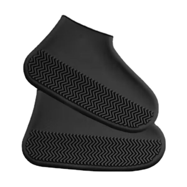 Vandtæt sort silikone skjulested til regn, sne og mudrede veje - skridsikker sål og genanvendeligt regnslag til sko - unisex design