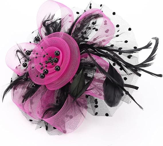 Sort Rose - Dame brudefjerhat med clips Cocktail og fest hat til piger og kvinder
