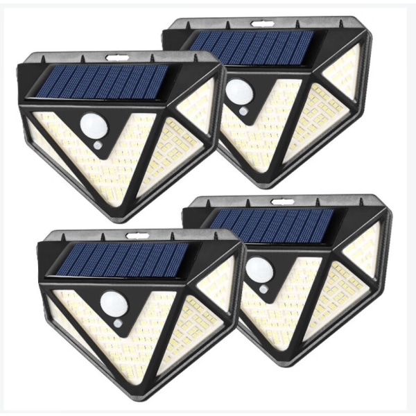 4 solcellslampor utomhus, uppgraderad rörelsesensor med larmfunktion