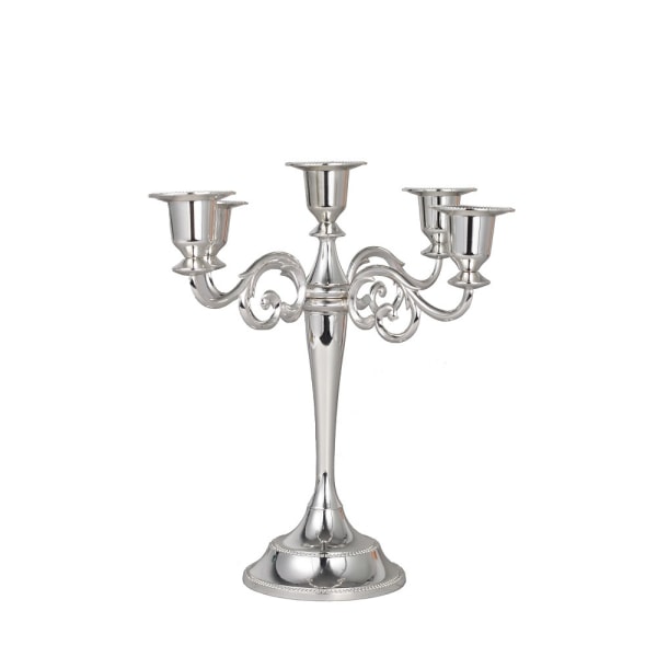 5-armet lysestake i metall for koniske stearinlys, vintage dekorativ