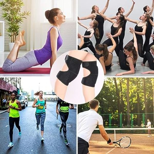 Sport knäskydd, dans för vuxna, justerbar (svart, längd 27CM), mjuk svampmatta yoga knäskydd för män och kvinnor, halkfria knäskydd -1 par
