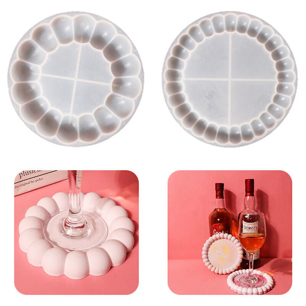 2 stykker silikone muslinger, boblebakkeform kram i silikone resin forme epoxy bakke drejeskive rund blære til resin kunst forme udøde diy tebakke