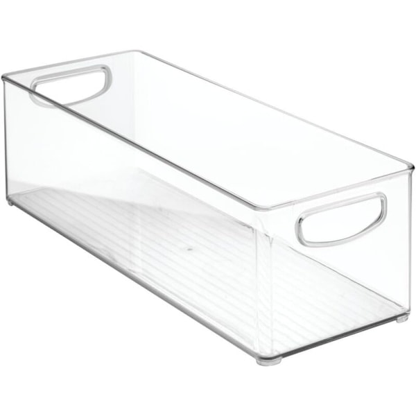 Förvaringslåda för skåp/kök, extra stor plastbricka för kylskåp, lång låda, transparent, 41 cm x 15 cm x 12,5 cm