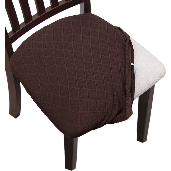 Set med 4 Jacquard Präglade Chair Slipcovers Stretch Seat Slipcove