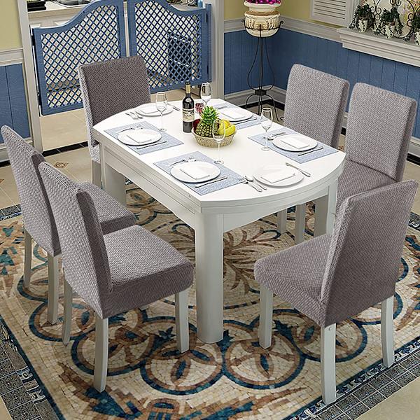 Vattentät Jacquard lång rutig stolsöverdrag - Grå, universellt modernt slitstarkt stolsöverdrag, lämplig för hem, hotell, restaurang, bankett och kök D