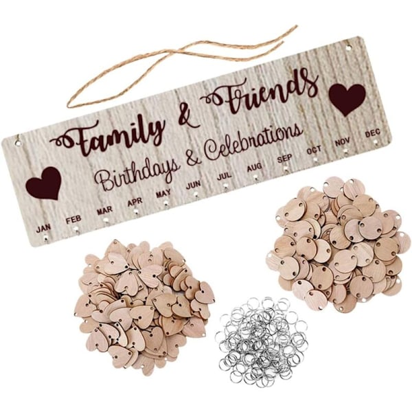 Födelsedagspåminnelsekalender för familj och DIY-vänner Väggmonterad träkalenderplatta för födelsedagspresent till mamma mormor