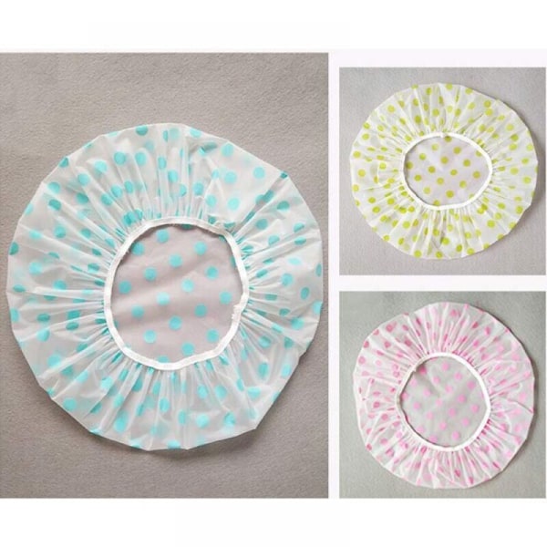 (3 stk.) Vandtætte Eva plastik hætter, genanvendelig elastisk badehætte, SPA brusekapsler Beauty Lace Salon Elastisk Stribe Printet Hat Beskyt