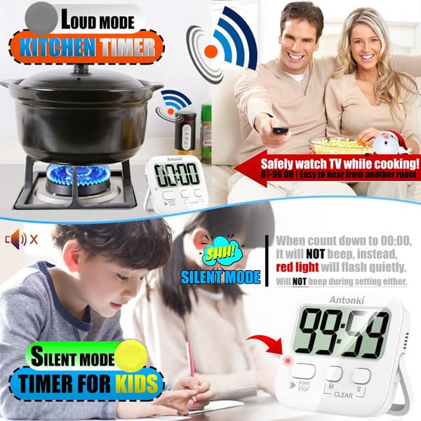 Timer, Børnetimer, Køkkentimer, 2-pak Madlavning Digital Timer, Æggeur, Sød Magnetisk Bordtimer til Klasseværelset