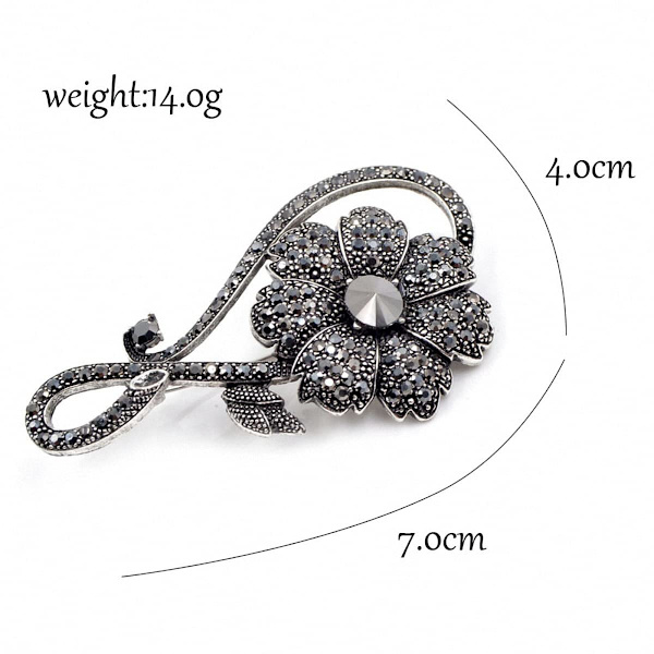 Pistol svart galvanisering legering retro utsökt blomma brosch corsage kläder accessoarer utsökt personlighet krage stift för älskare