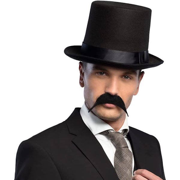 Colin hat, sort tophat i sort, tilbehør til galla, karnevalsfest eller karneval