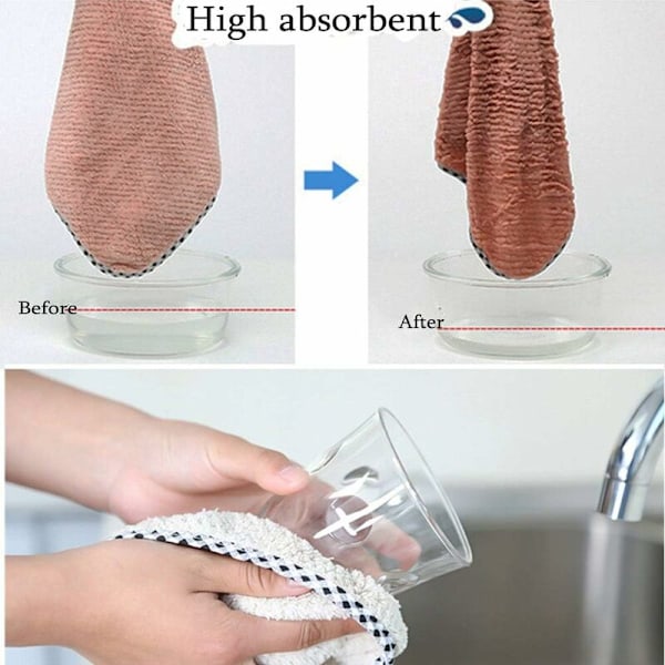Sett med 4 absorberende håndklær til å henge opp på kjøkkenet og badet