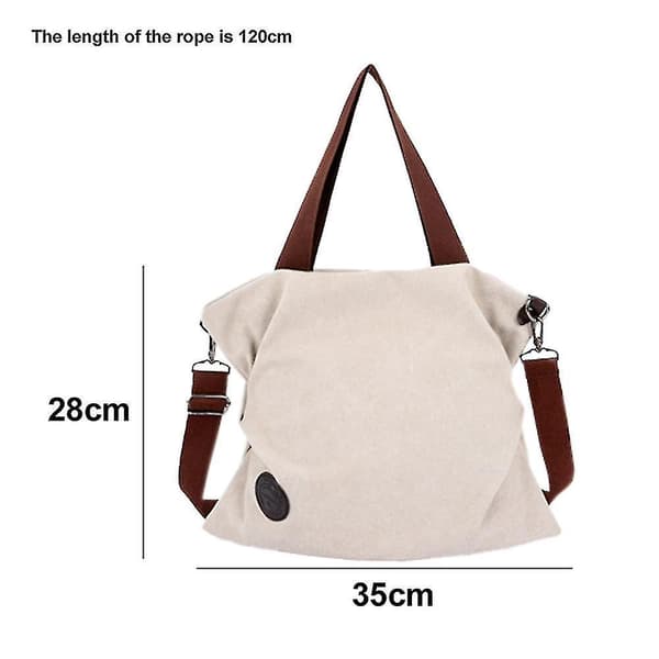 Canvas Messenger Bag Axelväska, Vit Fritidsmode Konstnärlig Canvasväska