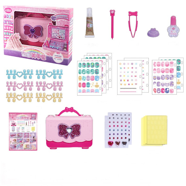 Nagelkonst Tote Bag Leksak Set Rosa Barn Naglar Patch Leksak Present