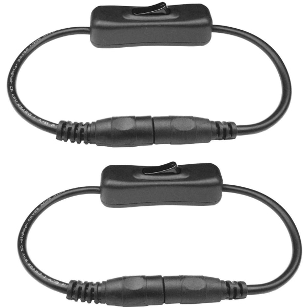 2 stk. DC 12V afbryderkabel DC afbryder 5,5 mm x 2,1 mm kabel til LED-strimmel afbryder DC afbryderstik til LED-strimmel og andre DC 5V 9V 12V 24V enheder, sort