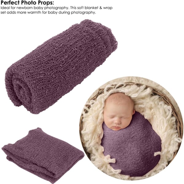 2 stykker Nyfødt baby fotorekvisitter Fotografi wraps og måtter, DIY