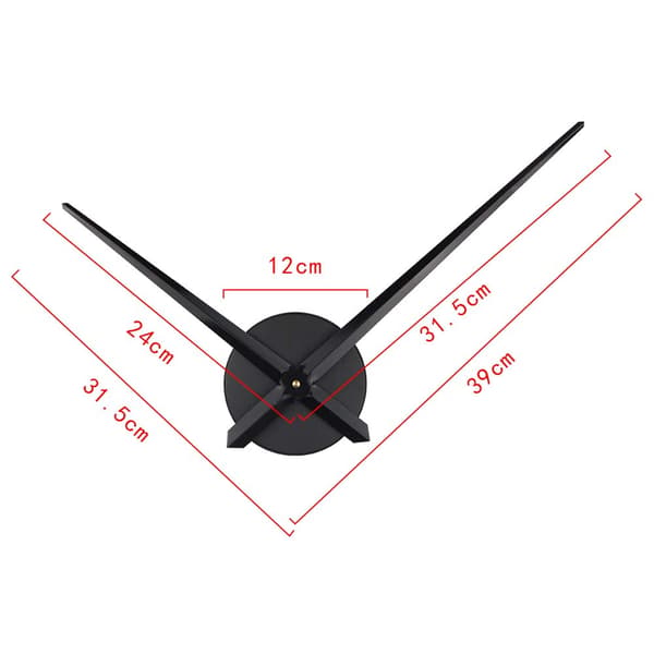 DIY 3D väggklocka med visare och kvartsurverk svart