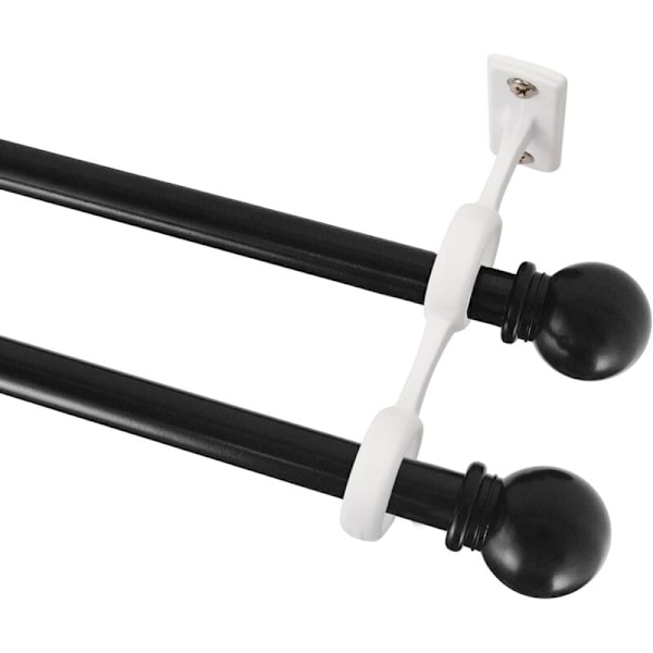 Robust dobbelt gardinstangsholder og justerbar dobbelt gardinstangsstøtte med gardinstang med en diameter på mindre end 2,5 cm