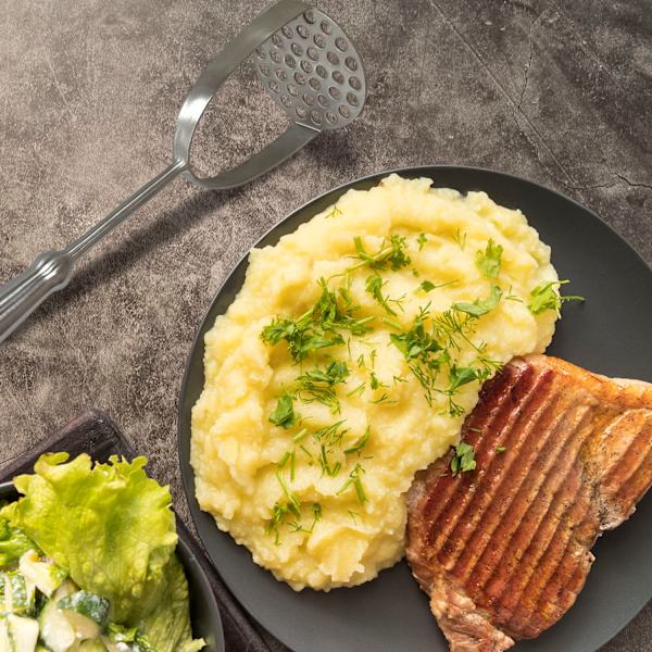 Kartoffelmoser i rustfrit stål til mosning af kartofler, mad og bønner - Køkkenredskab