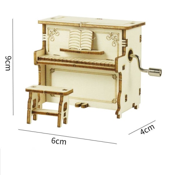 Musikkboks i tre, lasergravert, vintage, håndsveivet, søt boks, beste unike gave til Valentinsdag, Thanksgiving, bursdag (baby piano)