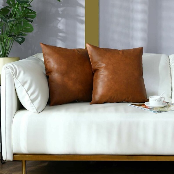 Ytterligare dekoration för julkuddöverdrag 45x45cm Set om 2, kuddfodral i 18x18 tum konstläder accent, modern prydnadskudde