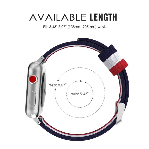 Kompatibel med Apple Watch Band, tyndt vævet nylon justerbar Rep