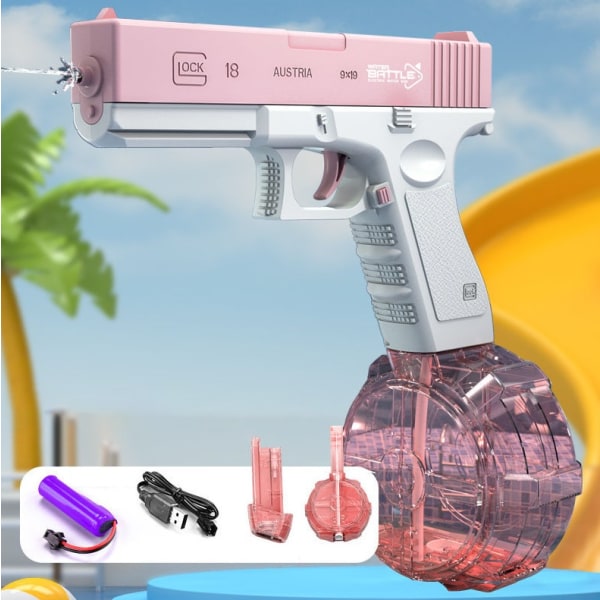 Pink elektrisk vandpistol til børn og voksne - Vandpistol - Vandpistollegetøj i plast - Rækkevidde op til 32 fod - Super One To
