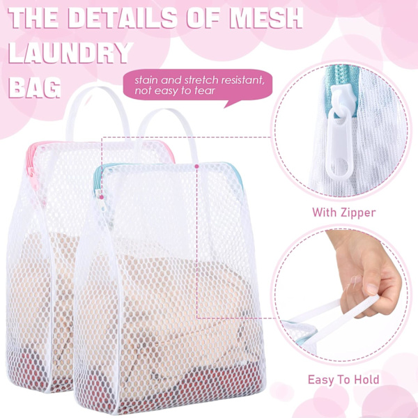 6 honningkage mesh vasketøj poser med håndtag sok pose vask delikat pose vask sokker vasketøj pose baby produkter undertøj rejse tøj 20*30*8cm
