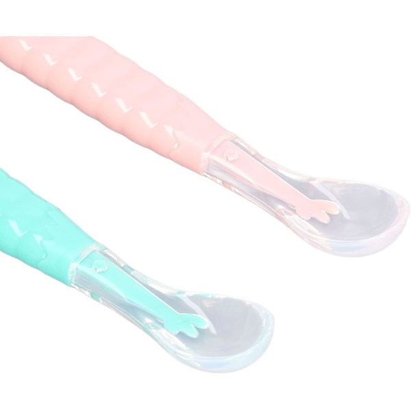 Silikon Spiseske - To silikone spiseskeer til babymad, nemme at gribe