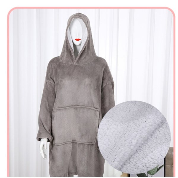 1 Lazy Robe Oversized Hooded Blanket Grå