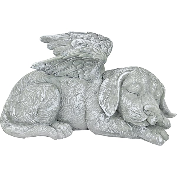 Pet Memorial Angel Dog Honorary Statue Headstone, 12cm, polyresin, antique stone