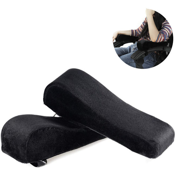 1 par skrivbordsstolspluggar i memory foam och upphöjd lutande passform och universella kuddöverdrag för armstöd och armbågsavlastning