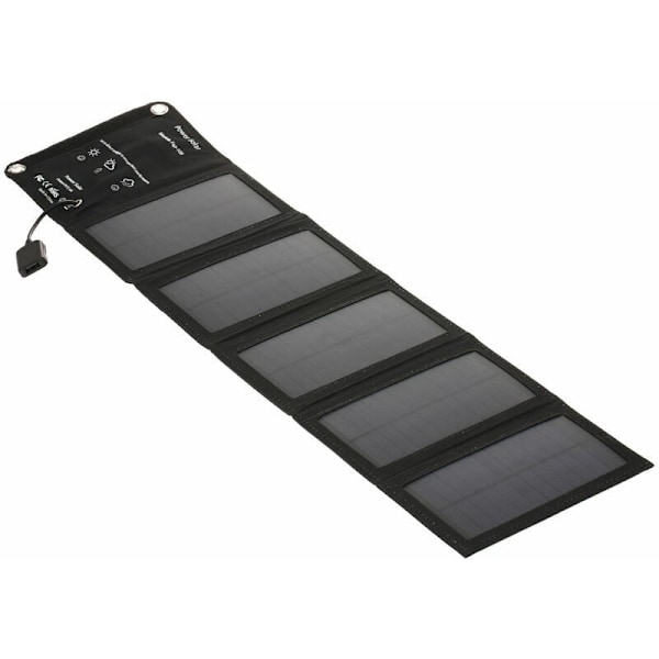 Bærbar solcellelader med sammenleggbar USB-port, 5 solcellepaneler, reise, fotturer, campingplass, kompakt solcellelader for telefon