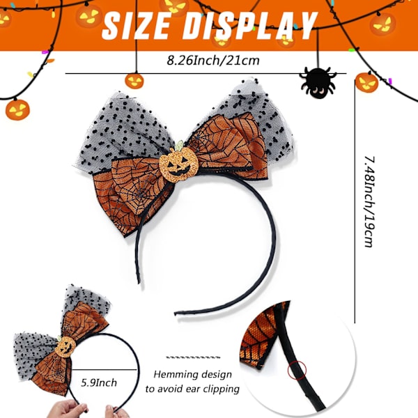 Halloween Hodeplagg Spøkelse Edderkopp Nett Hode Pop Hodebånd Prinsesse Hode Pop Halloween Happy Hår Tilbehør Cosplay Fest Dekorasjon 2 Stykker