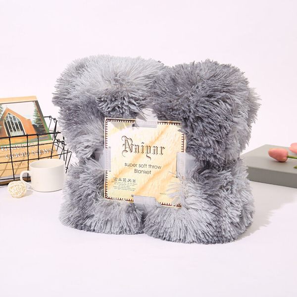 Hyggelig Pels Tæppe Stue Tæppe Mikrofiber Fleece Tæppe Sofa Tæppe Lys Dag Aircondition Tæppe til Sofa Seng (Tie Dye - Mørkegrå 130