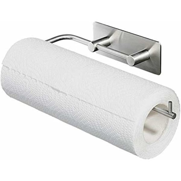 Papirrullholder - Dispenserholder for Papirhåndkle Papirhåndkle - Ingen boring på vegg Rustfritt stål Papirholder 3M Lim Selvklebende for Ki